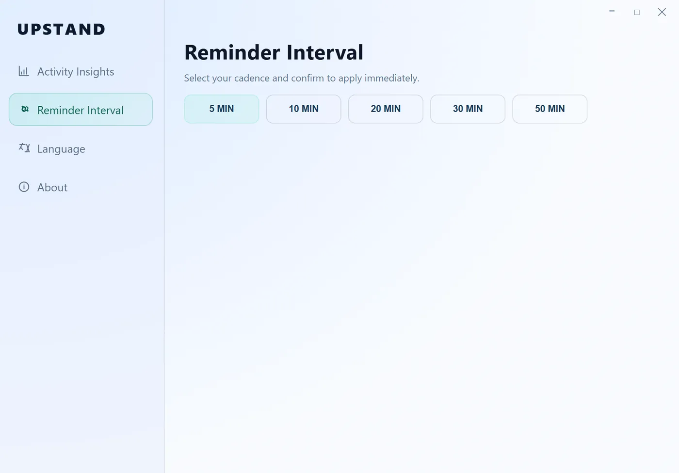 Reminder interval settings screenshot
